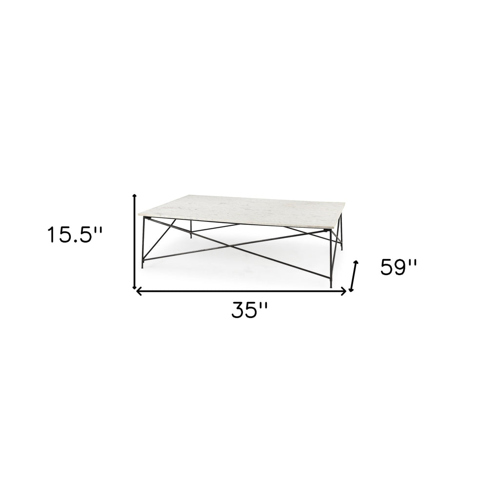 White Marble Criss Cross Base Coffee Table By Homeroots | Coffee Tables | Modishstore - 2