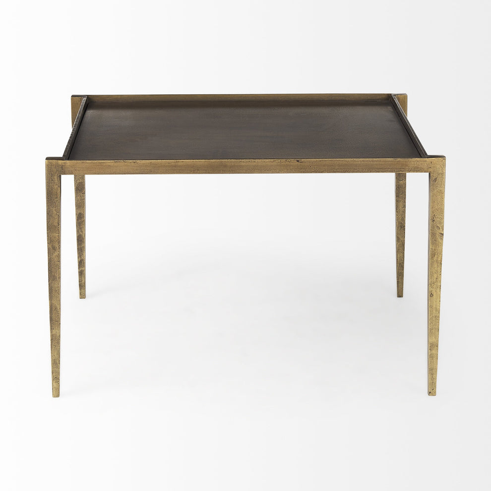 Dark Brown and Antiqued Gold Coffee Table By Homeroots | Coffee Tables | Modishstore - 4