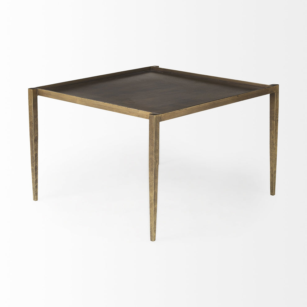 Dark Brown and Antiqued Gold Coffee Table By Homeroots | Coffee Tables | Modishstore - 5
