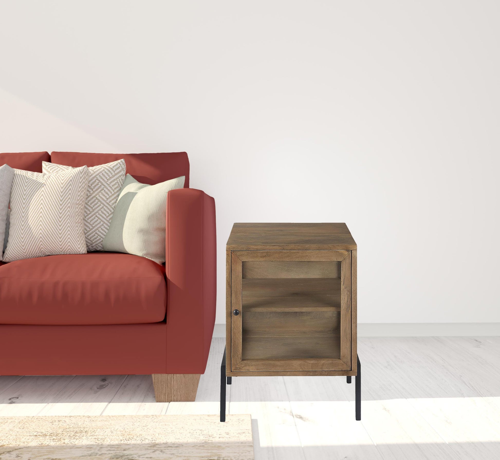 Rustic Honey Brown and Black Shadowbox Cabinet By Homeroots | Side Tables | Modishstore - 7