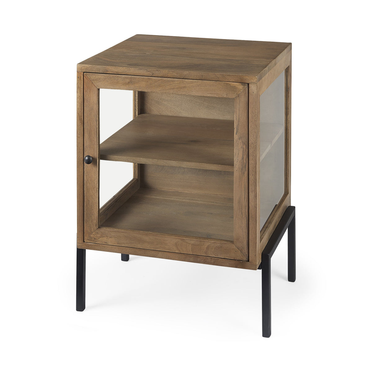 Rustic Honey Brown and Black Shadowbox Cabinet By Homeroots | Side Tables | Modishstore