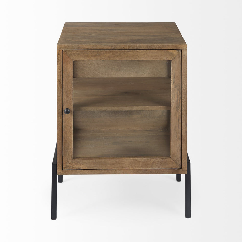 Rustic Honey Brown and Black Shadowbox Cabinet By Homeroots | Side Tables | Modishstore - 3
