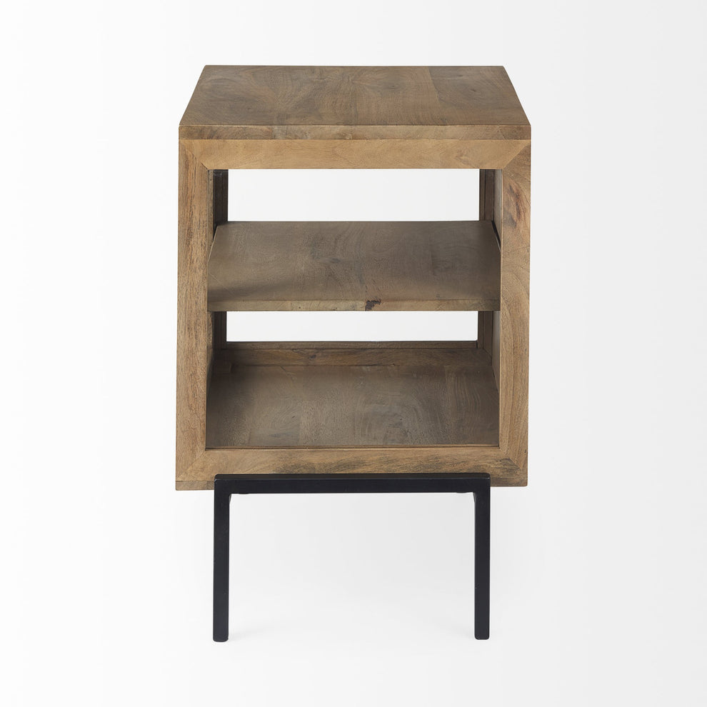 Rustic Honey Brown and Black Shadowbox Cabinet By Homeroots | Side Tables | Modishstore - 4