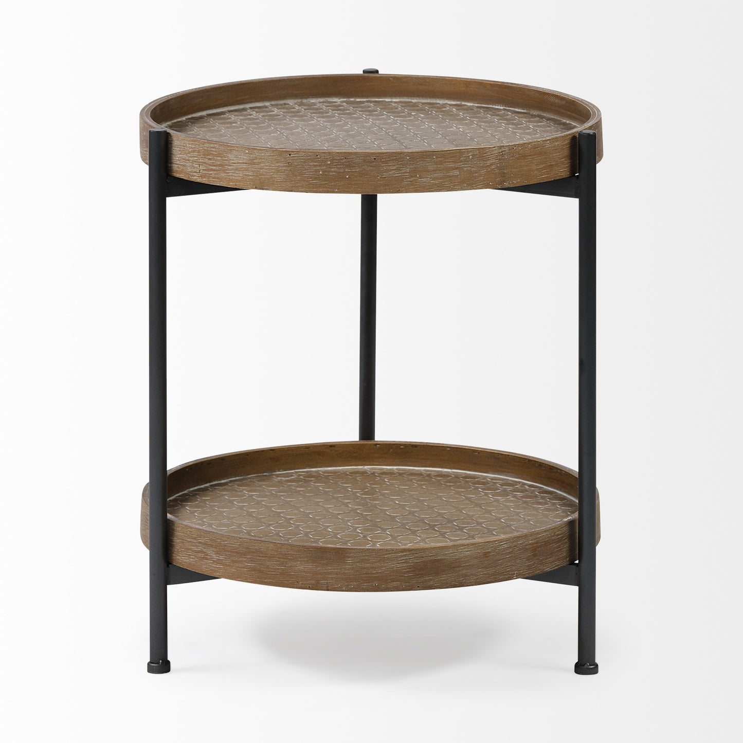 Brown Double Tier Embossed End Table By Homeroots