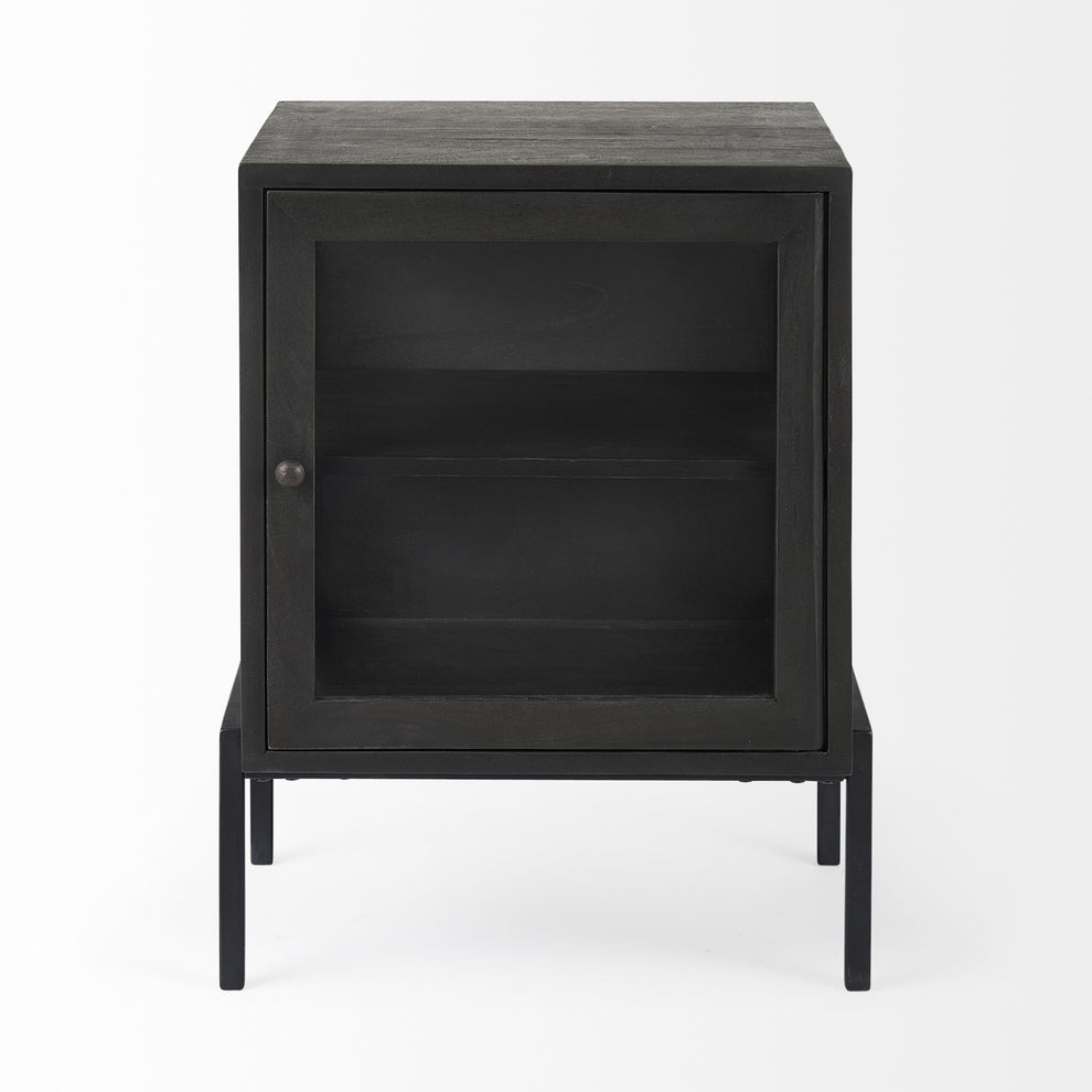 Rustic Black on Black Shadowbox Cabinet By Homeroots | Side Tables | Modishstore - 3