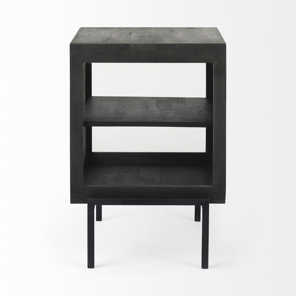 Rustic Black on Black Shadowbox Cabinet By Homeroots | Side Tables | Modishstore - 4