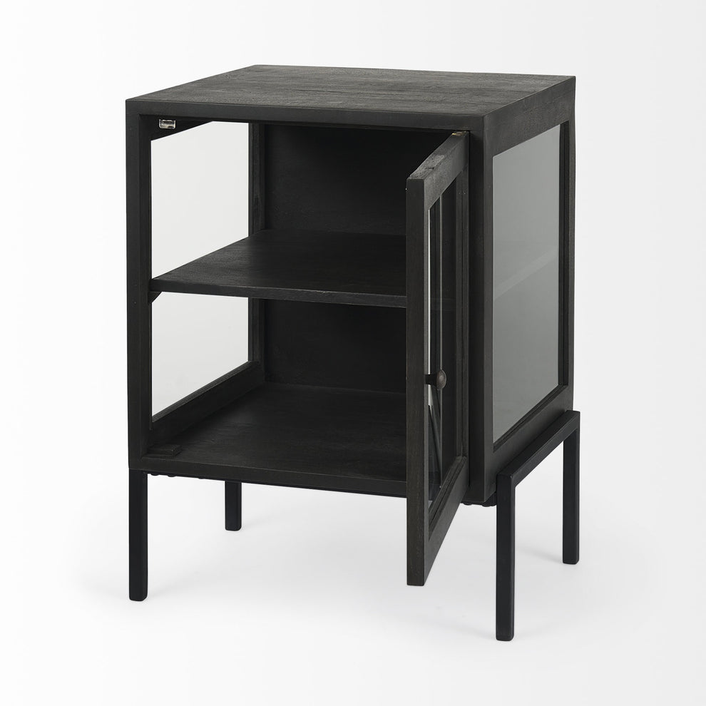 Rustic Black on Black Shadowbox Cabinet By Homeroots | Side Tables | Modishstore - 5