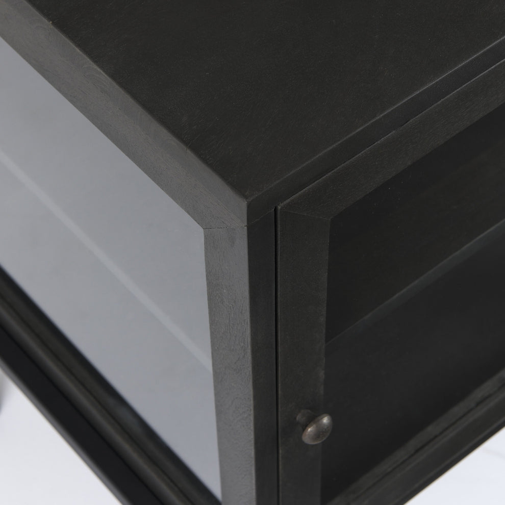 Rustic Black on Black Shadowbox Cabinet By Homeroots | Side Tables | Modishstore - 2