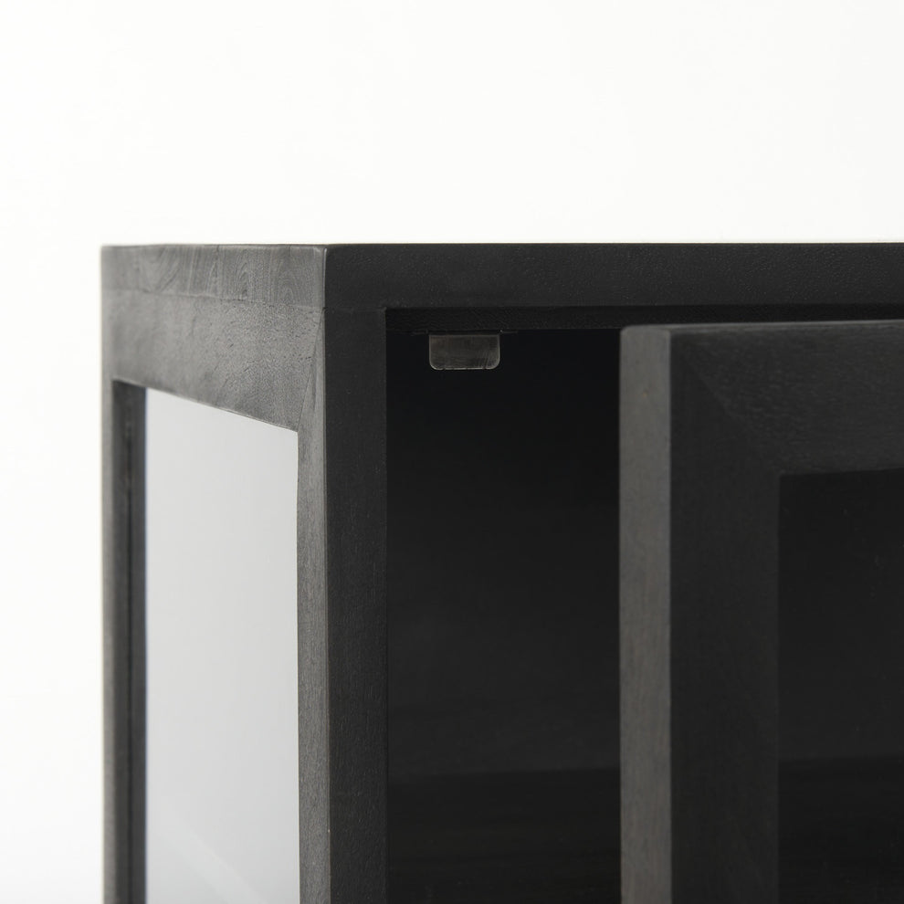 Rustic Black on Black Shadowbox Cabinet By Homeroots | Side Tables | Modishstore - 8