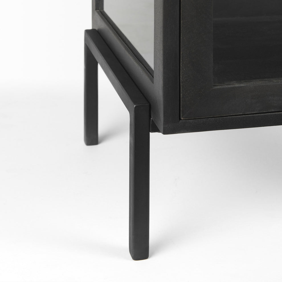 Rustic Black on Black Shadowbox Cabinet By Homeroots | Side Tables | Modishstore - 9