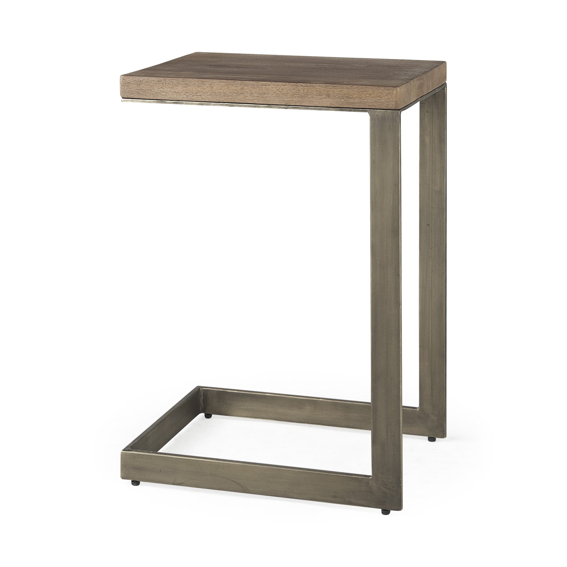Modern Light Wash And Nickel C Shape Tv Table By Homeroots | End Tables | Modishstore