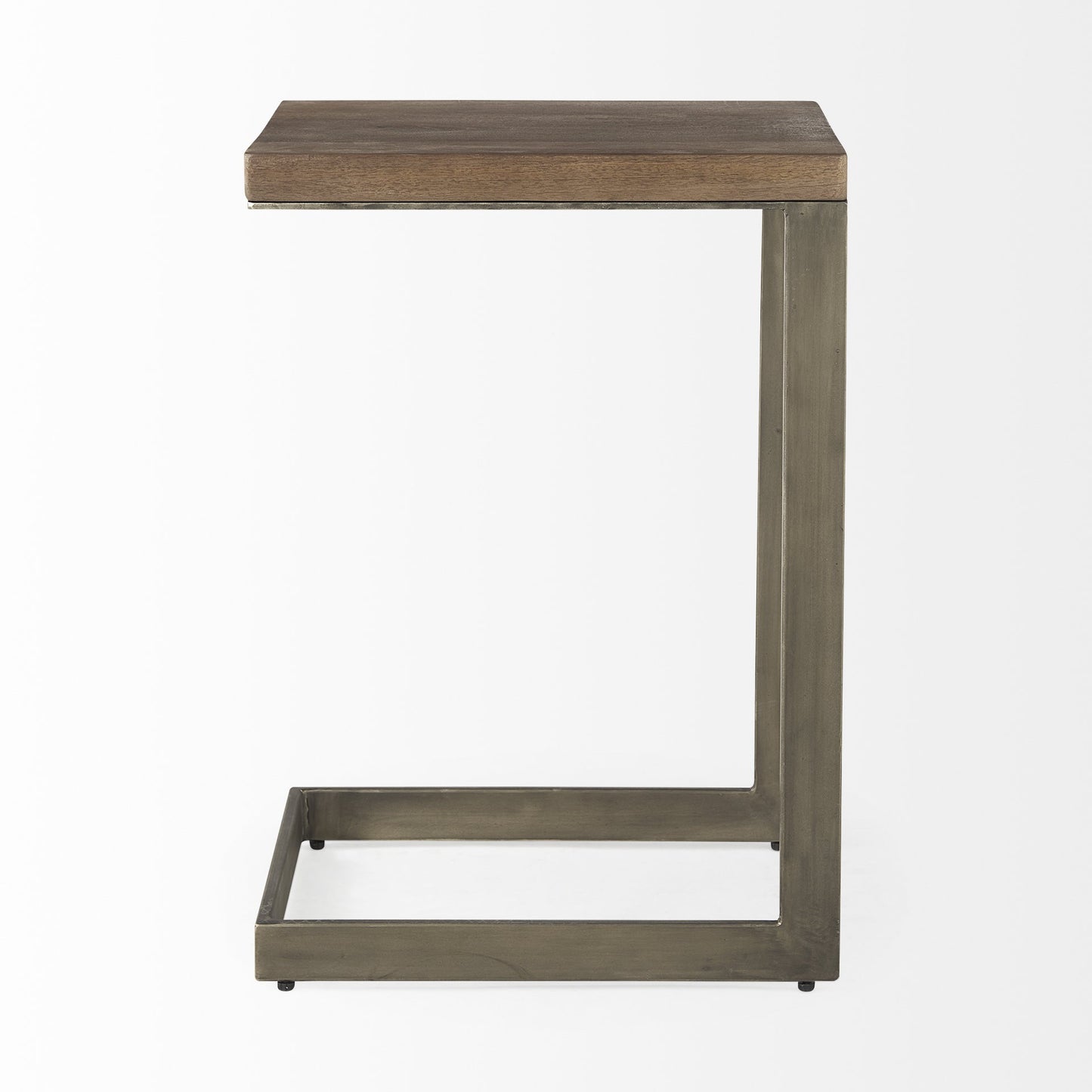 Modern Light Wash And Nickel C Shape Tv Table By Homeroots