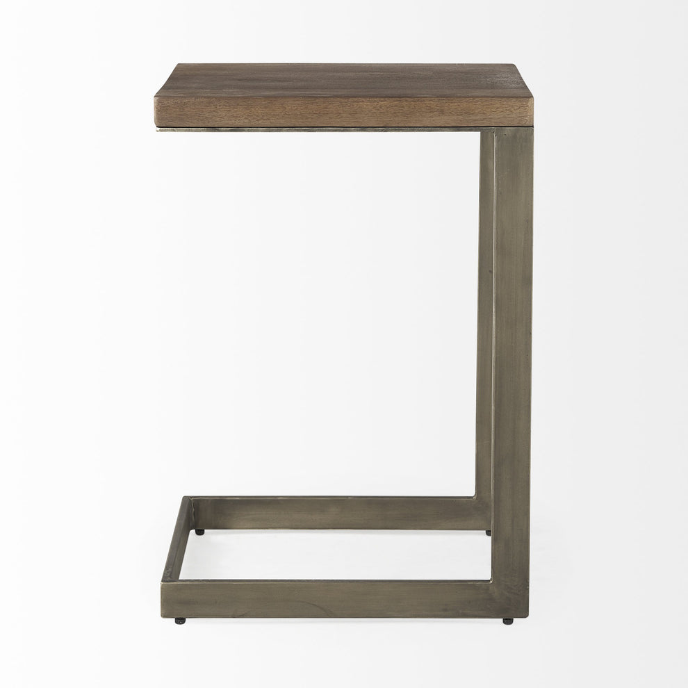 Modern Light Wash And Nickel C Shape Tv Table By Homeroots | End Tables | Modishstore - 2