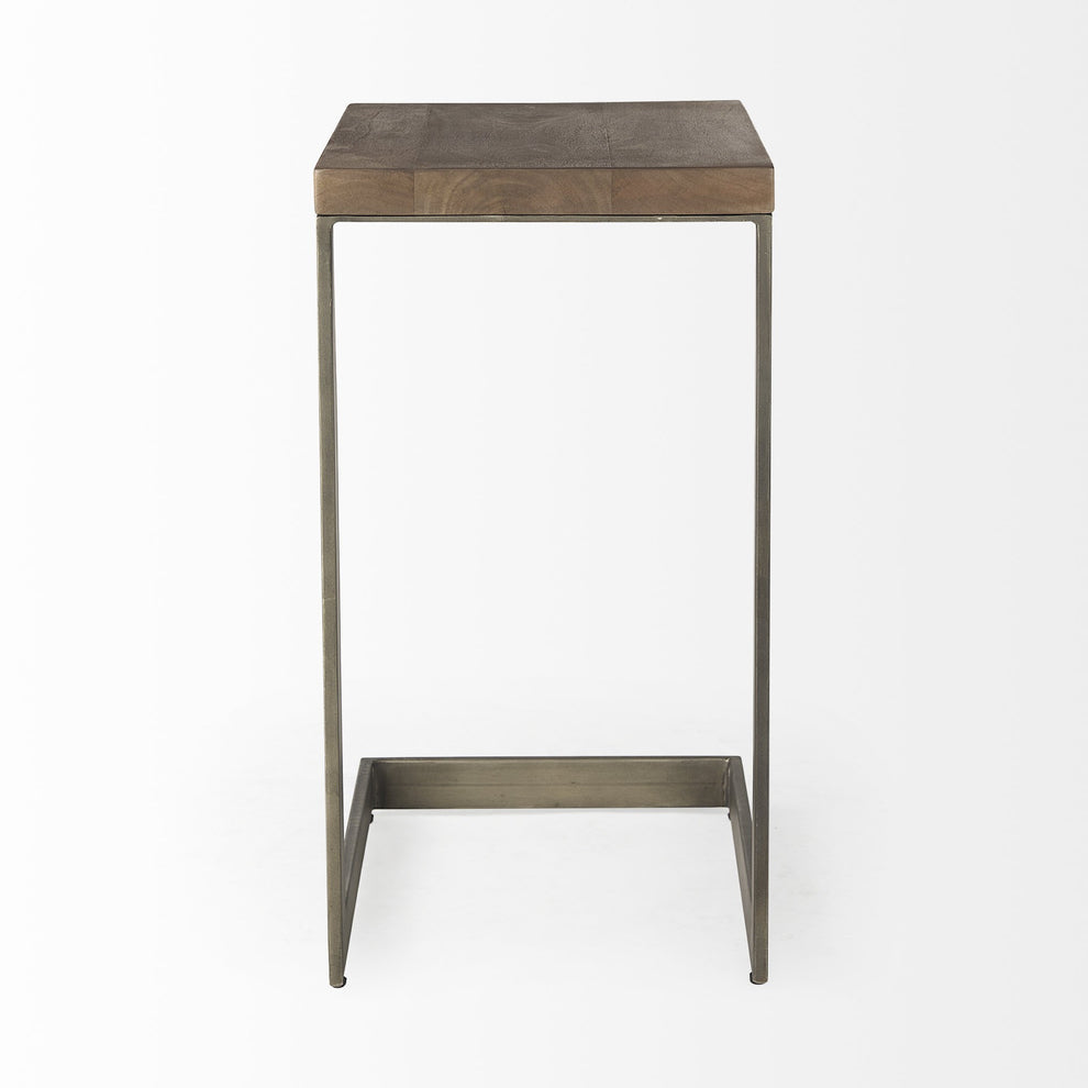 Modern Light Wash And Nickel C Shape Tv Table By Homeroots | End Tables | Modishstore - 3