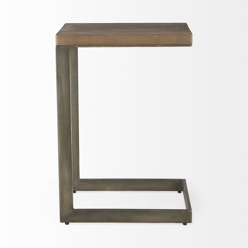 Modern Light Wash And Nickel C Shape Tv Table By Homeroots | End Tables | Modishstore - 4