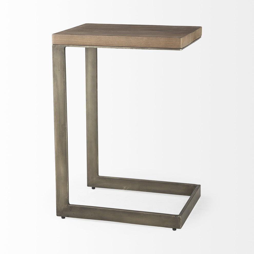 Modern Light Wash And Nickel C Shape Tv Table By Homeroots | End Tables | Modishstore - 5