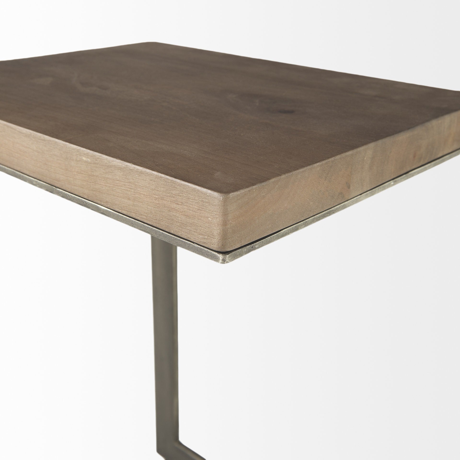 Modern Light Wash And Nickel C Shape Tv Table By Homeroots | End Tables | Modishstore - 7