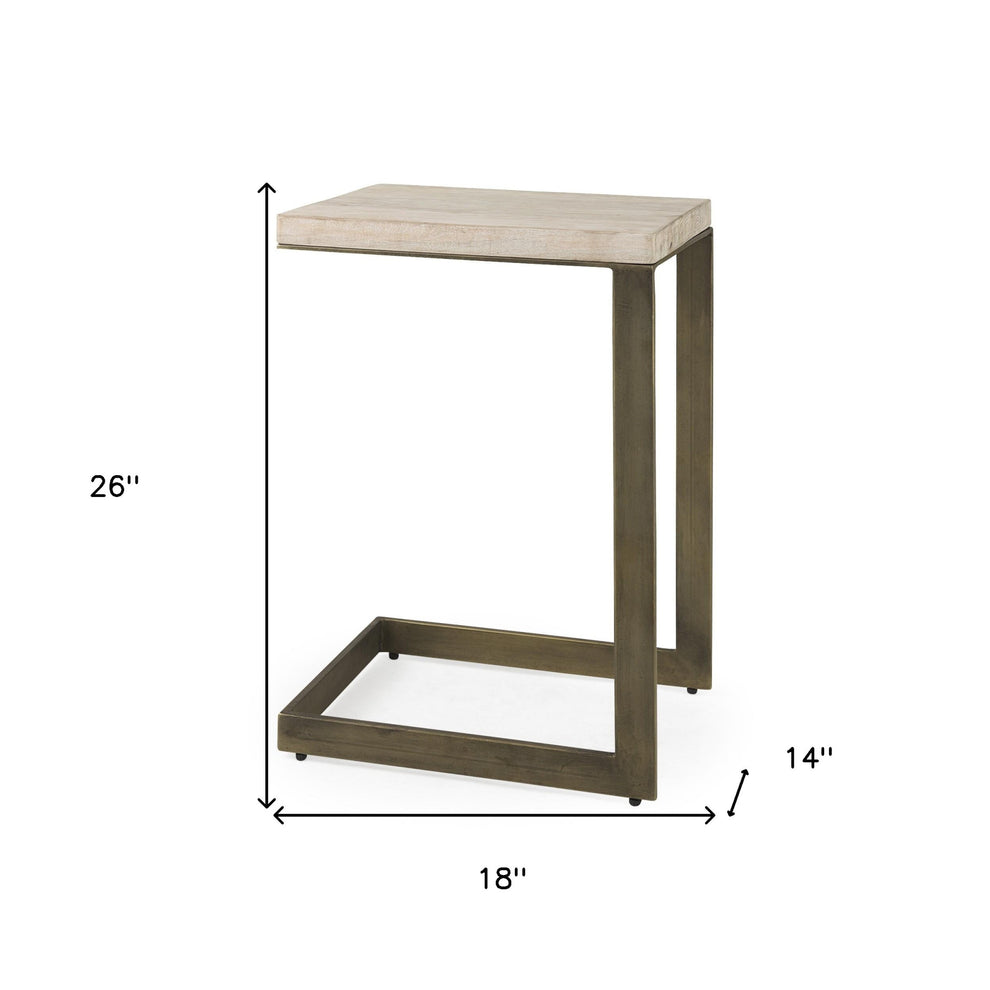 Modern Natural Wash And Golden C Shape Tv Table By Homeroots | End Tables | Modishstore - 9