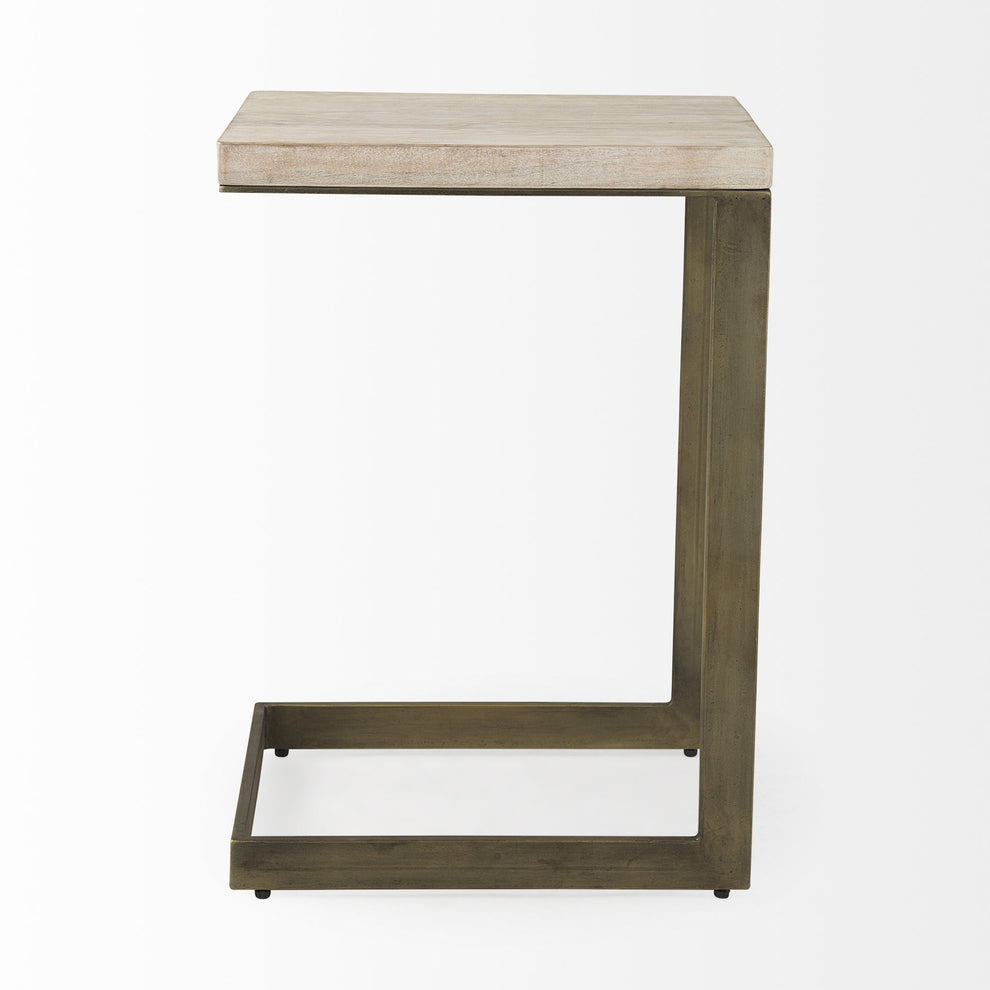 Modern Natural Wash And Golden C Shape Tv Table By Homeroots | End Tables | Modishstore - 2