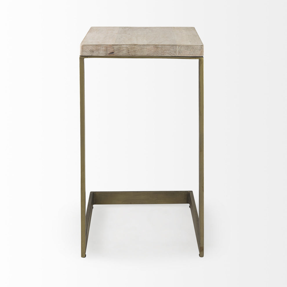 Modern Natural Wash And Golden C Shape Tv Table By Homeroots | End Tables | Modishstore - 3