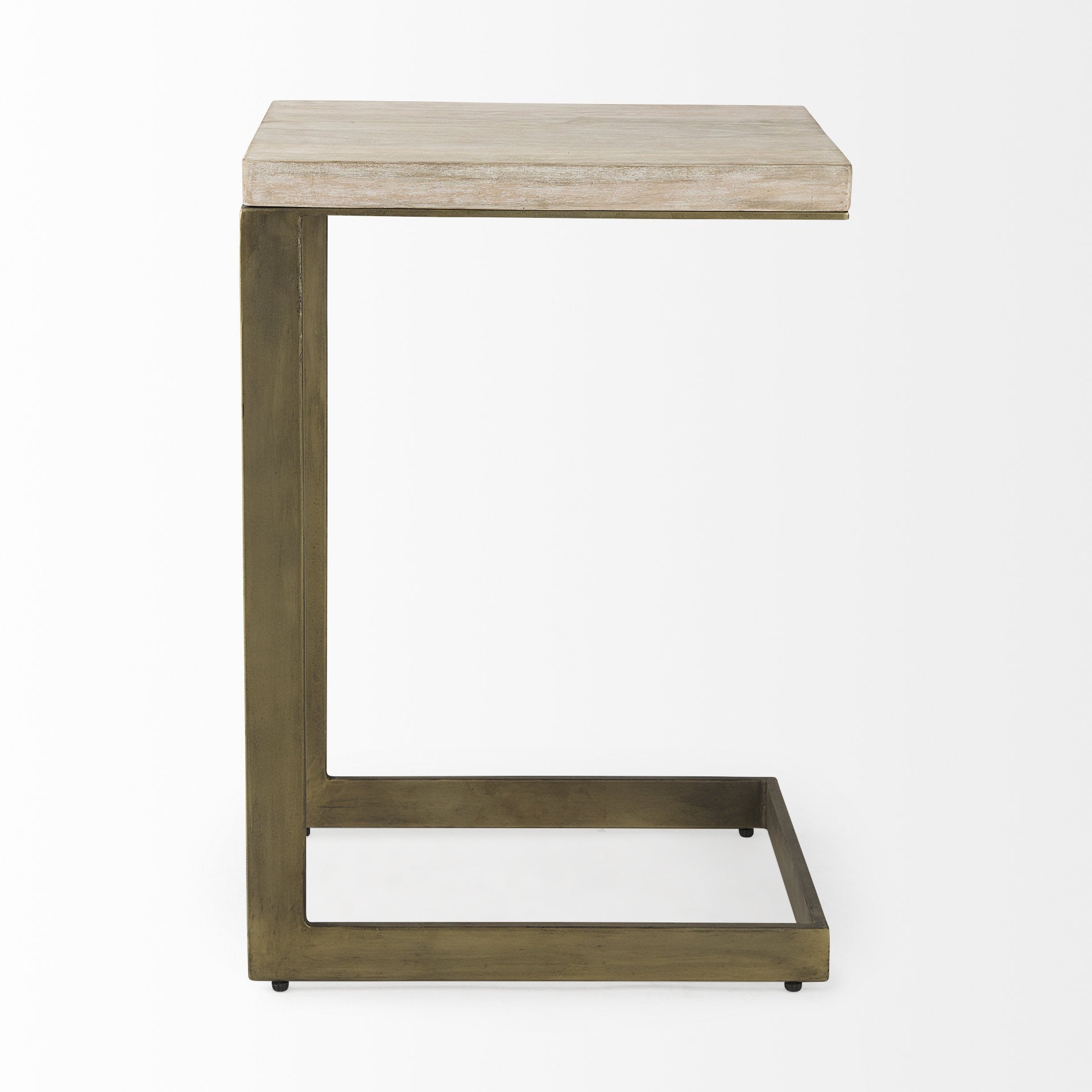 Modern Natural Wash And Golden C Shape Tv Table By Homeroots | End Tables | Modishstore - 6