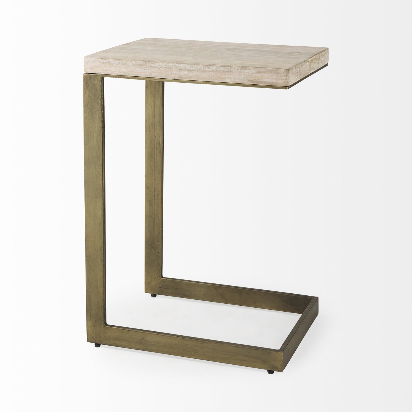 Modern Natural Wash And Golden C Shape Tv Table By Homeroots | End Tables | Modishstore - 4