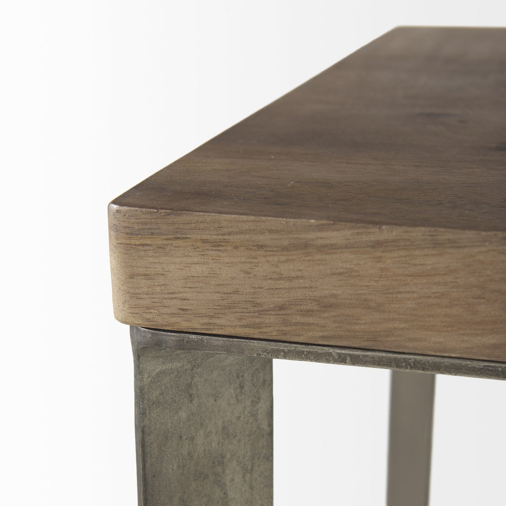 Set of Two Geo Dark Brown Metallic and Wood Tables By Homeroots | Side Tables | Modishstore - 7