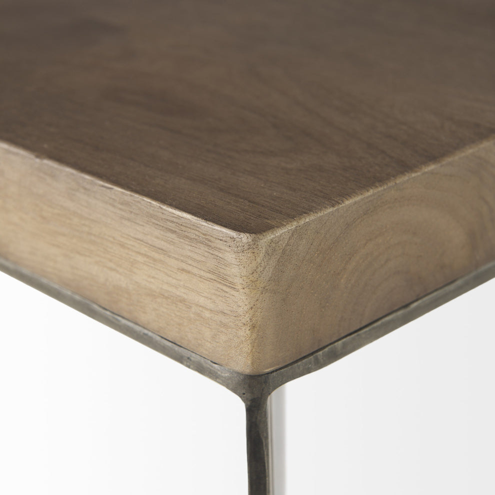 Set of Two Geo Dark Brown Metallic and Wood Tables By Homeroots | Side Tables | Modishstore - 2