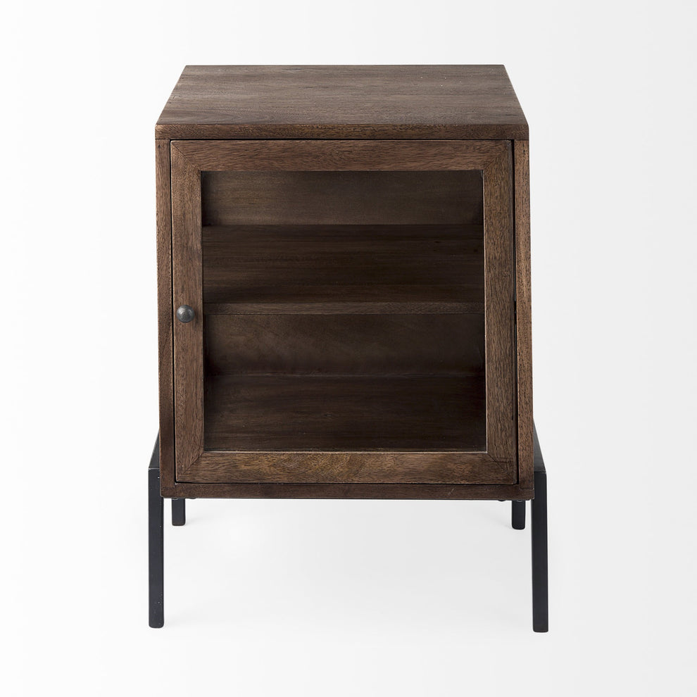 Rustic Dark Brown And Black Shadowbox Cabinet By Homeroots | End Tables | Modishstore - 2