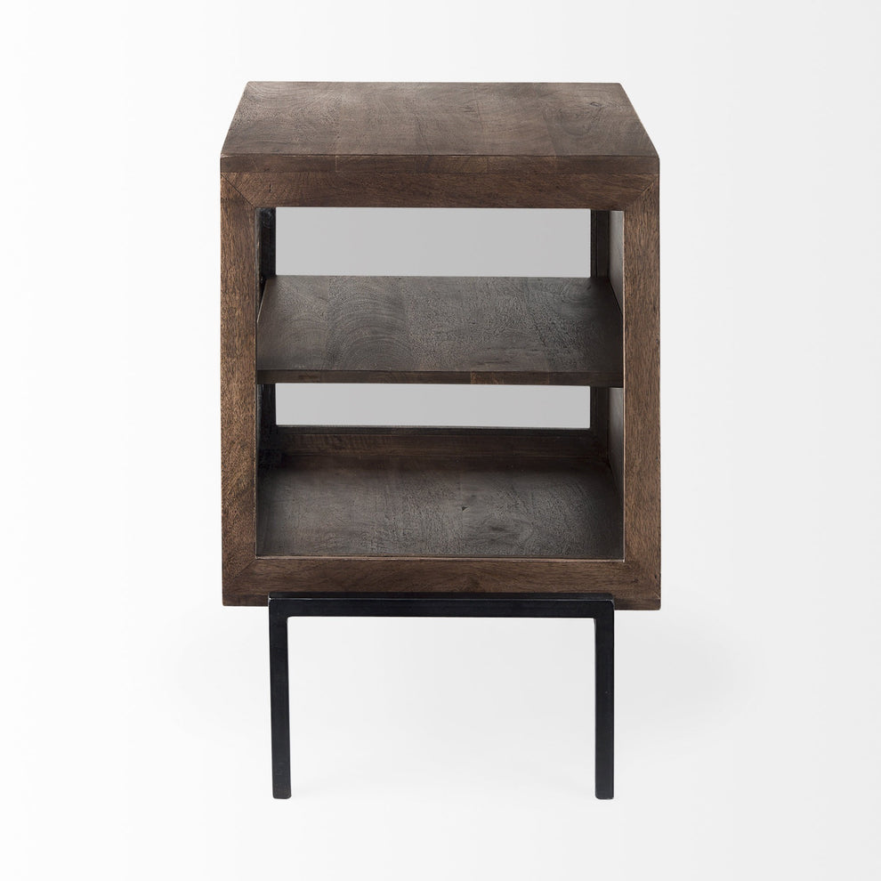 Rustic Dark Brown And Black Shadowbox Cabinet By Homeroots | End Tables | Modishstore - 3