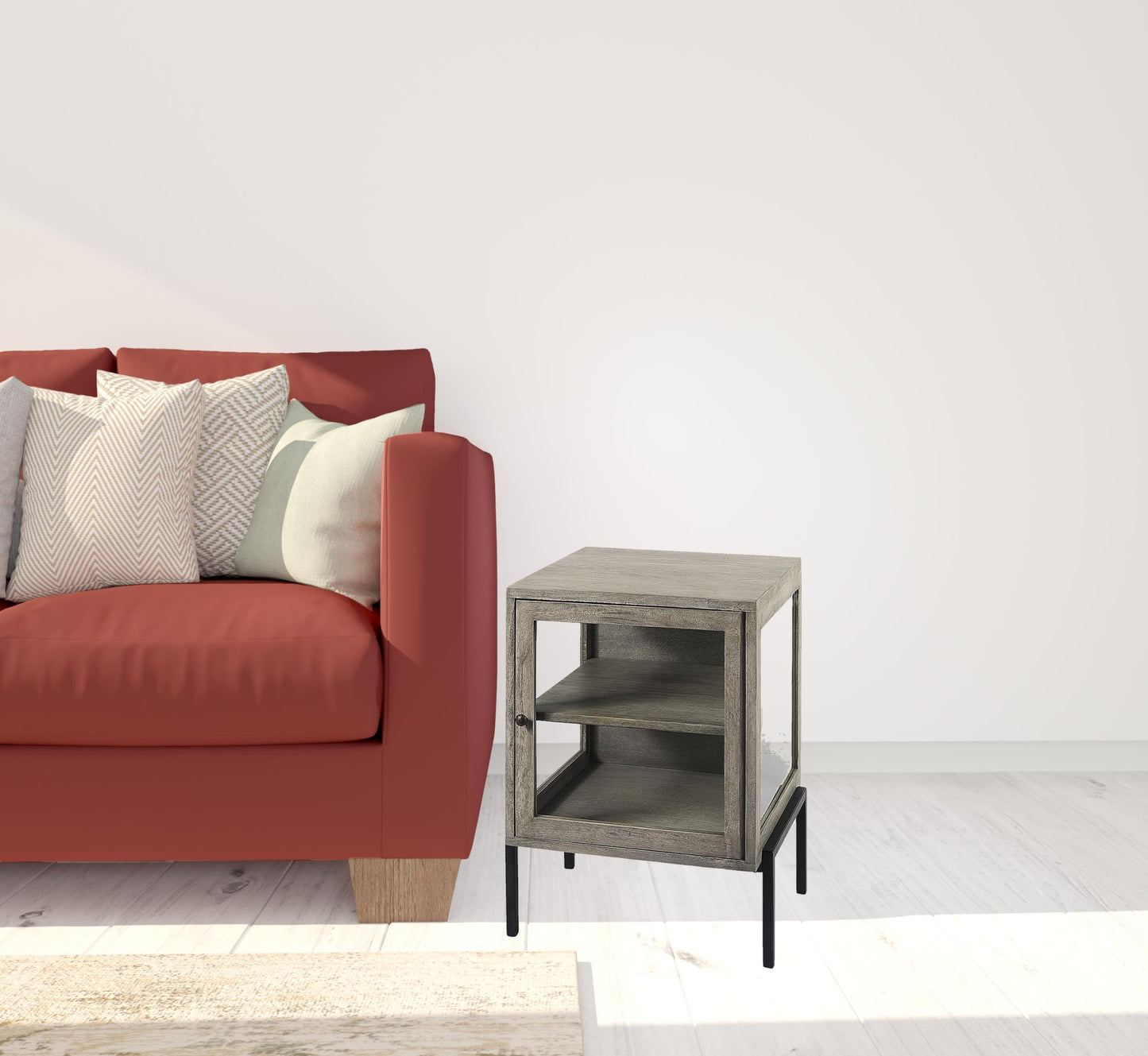 Rustic Dark Gray And Black Shadowbox Cabinet By Homeroots | End Tables | Modishstore - 6