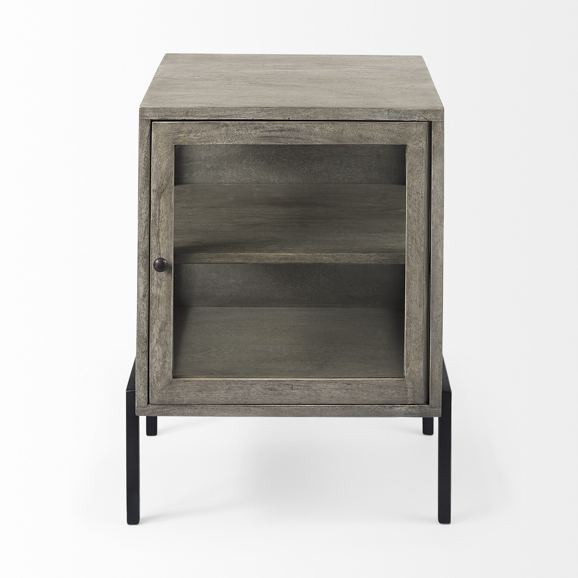 Rustic Dark Gray And Black Shadowbox Cabinet By Homeroots | End Tables | Modishstore - 2