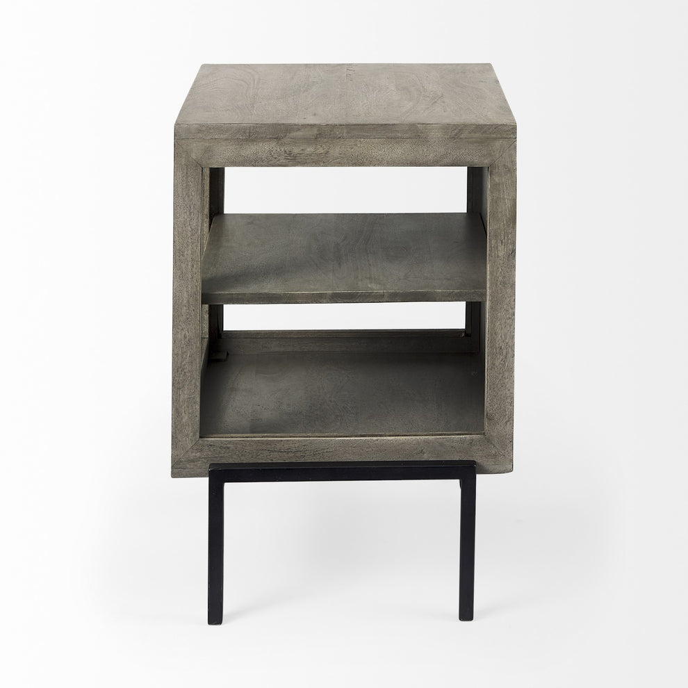 Rustic Dark Gray And Black Shadowbox Cabinet By Homeroots | End Tables | Modishstore - 3