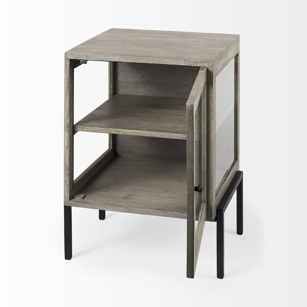 Rustic Dark Gray And Black Shadowbox Cabinet By Homeroots | End Tables | Modishstore - 4