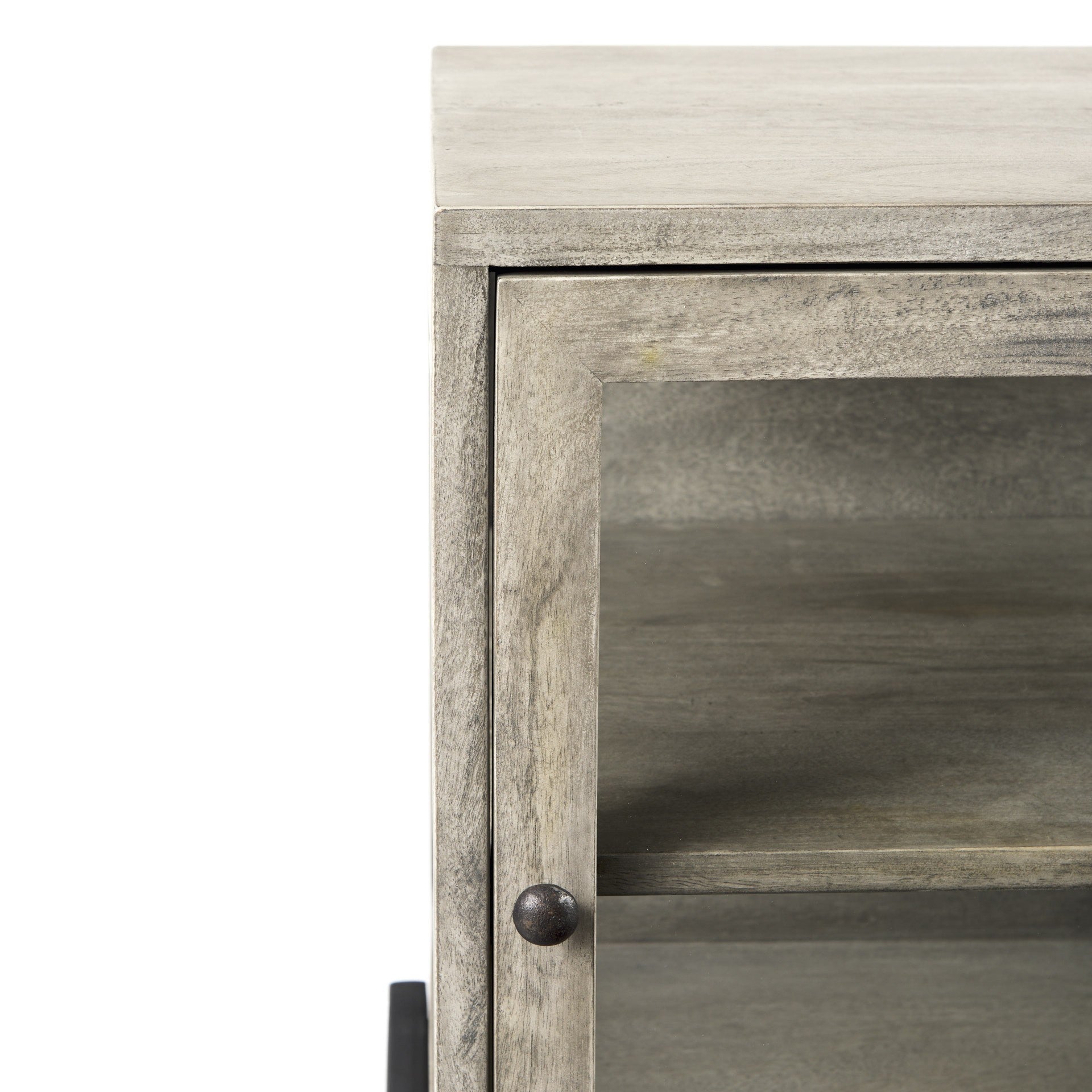 Rustic Dark Gray And Black Shadowbox Cabinet By Homeroots | End Tables | Modishstore - 7