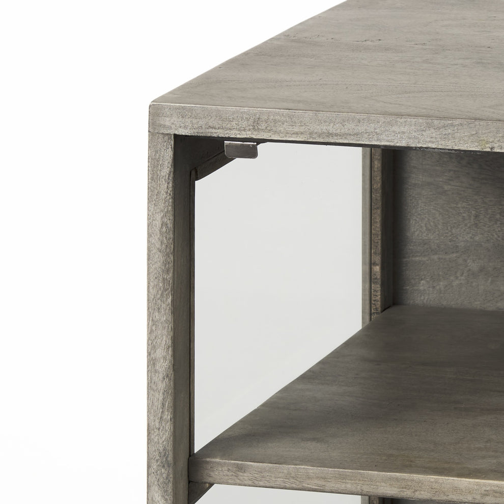 Rustic Dark Gray And Black Shadowbox Cabinet By Homeroots | End Tables | Modishstore - 8
