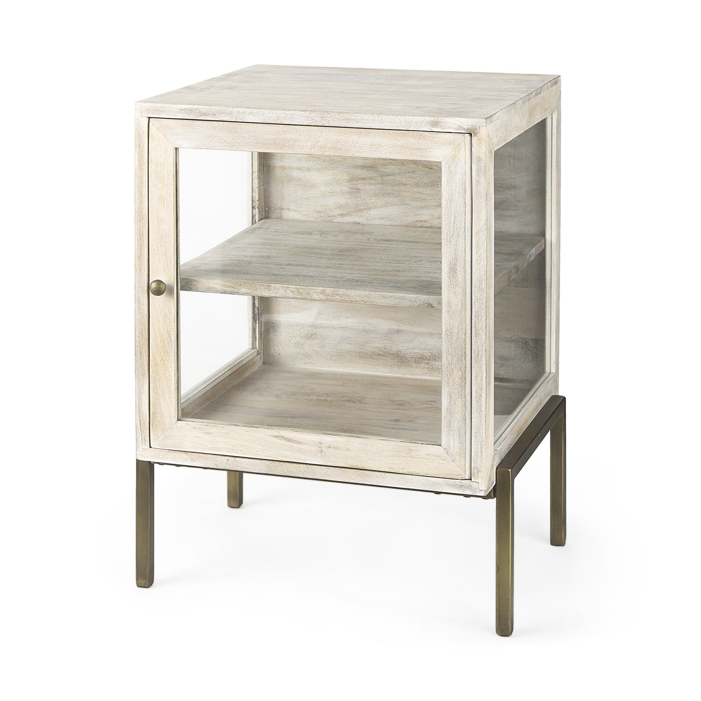 Rustic Weathered White And Gold Shadowbox Cabinet By Homeroots | End Tables | Modishstore