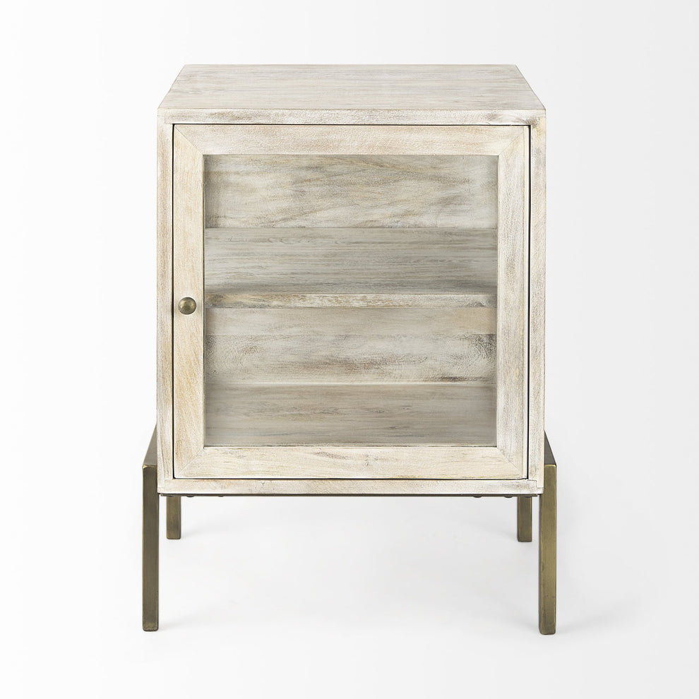 Rustic Weathered White And Gold Shadowbox Cabinet By Homeroots | End Tables | Modishstore - 2