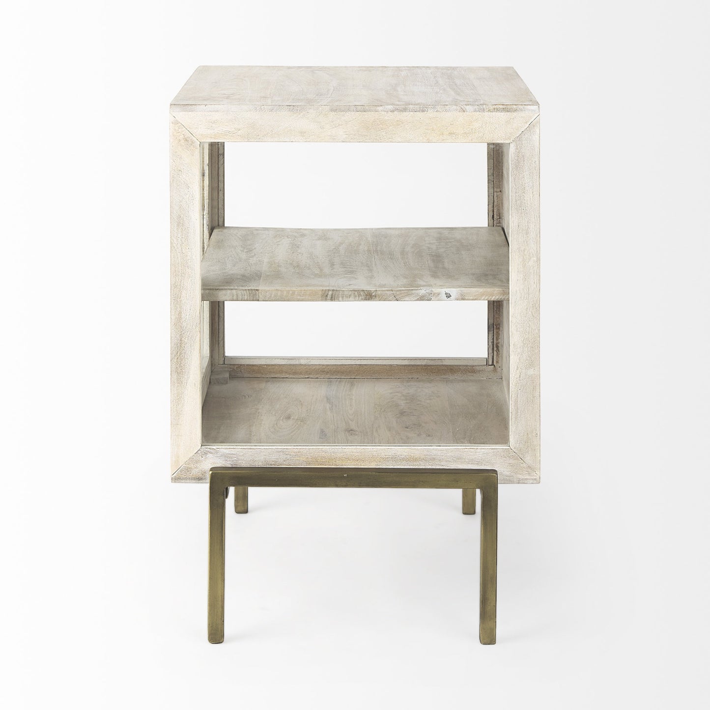 Rustic Weathered White And Gold Shadowbox Cabinet By Homeroots | End Tables | Modishstore - 3