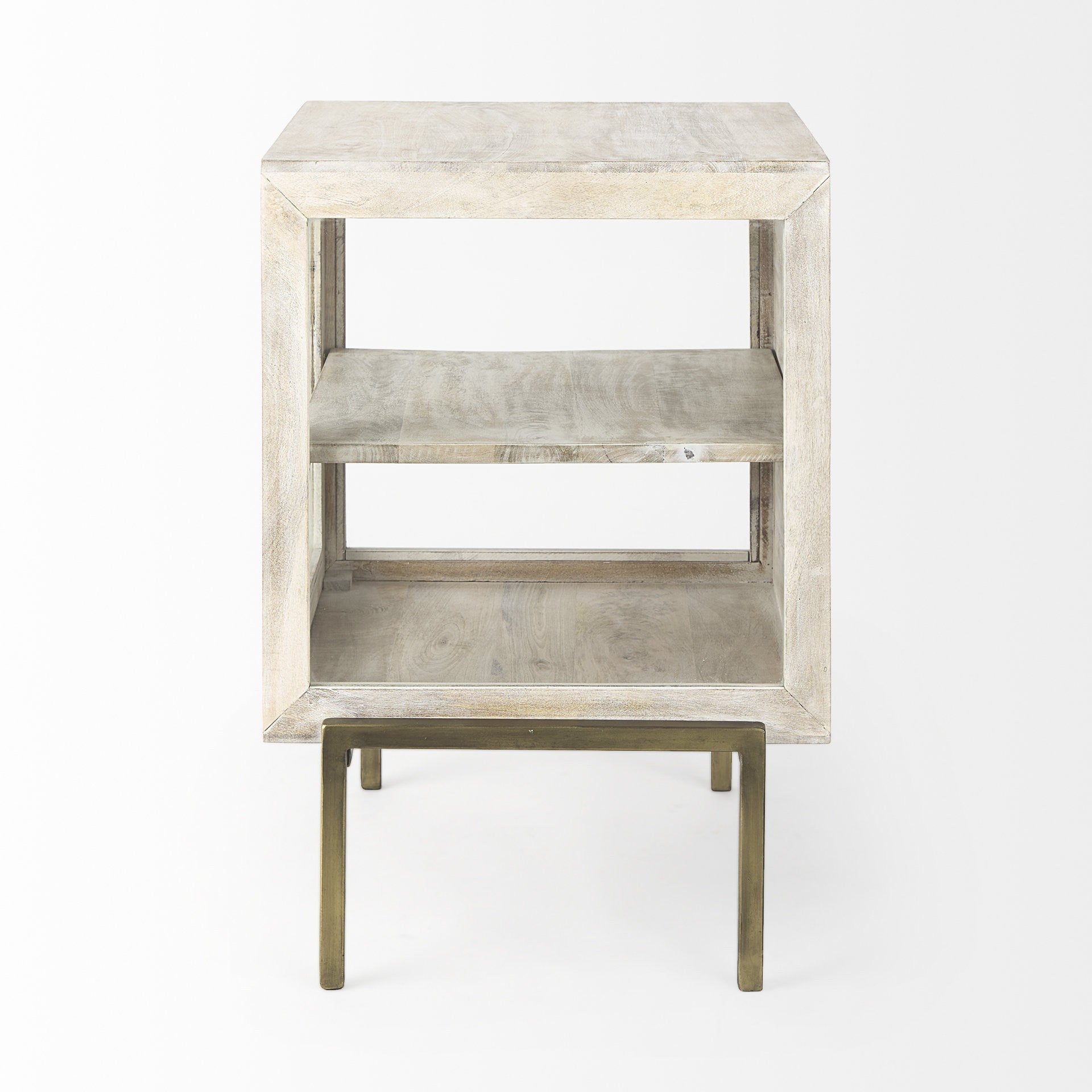 Rustic Weathered White And Gold Shadowbox Cabinet By Homeroots | End Tables | Modishstore - 3