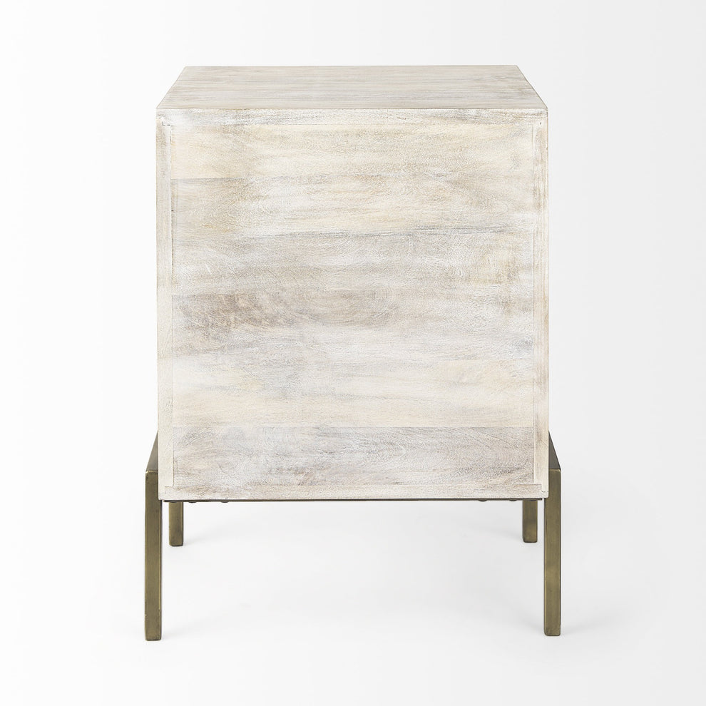 Rustic Weathered White And Gold Shadowbox Cabinet By Homeroots | End Tables | Modishstore - 4