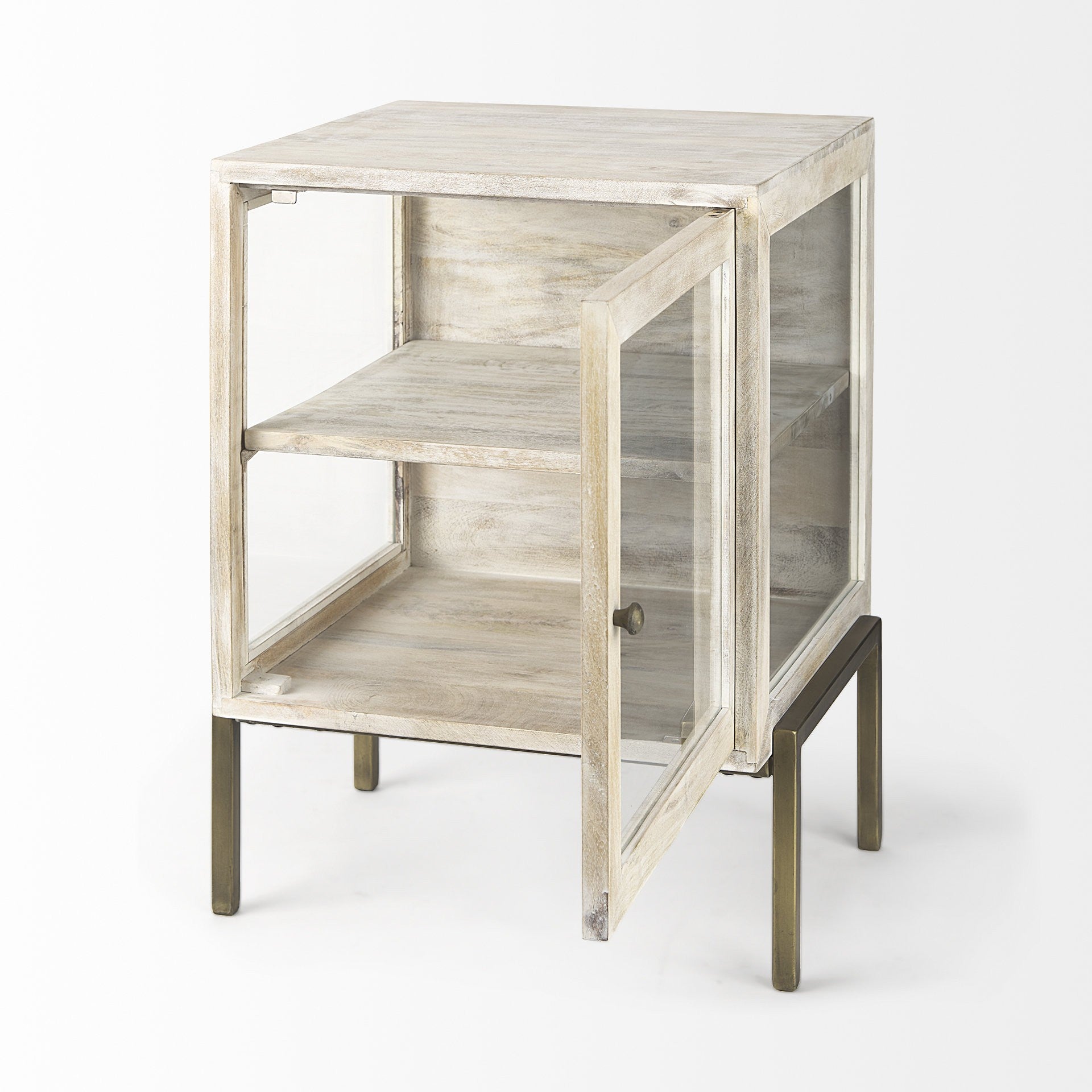 Rustic Weathered White And Gold Shadowbox Cabinet By Homeroots | End Tables | Modishstore - 5