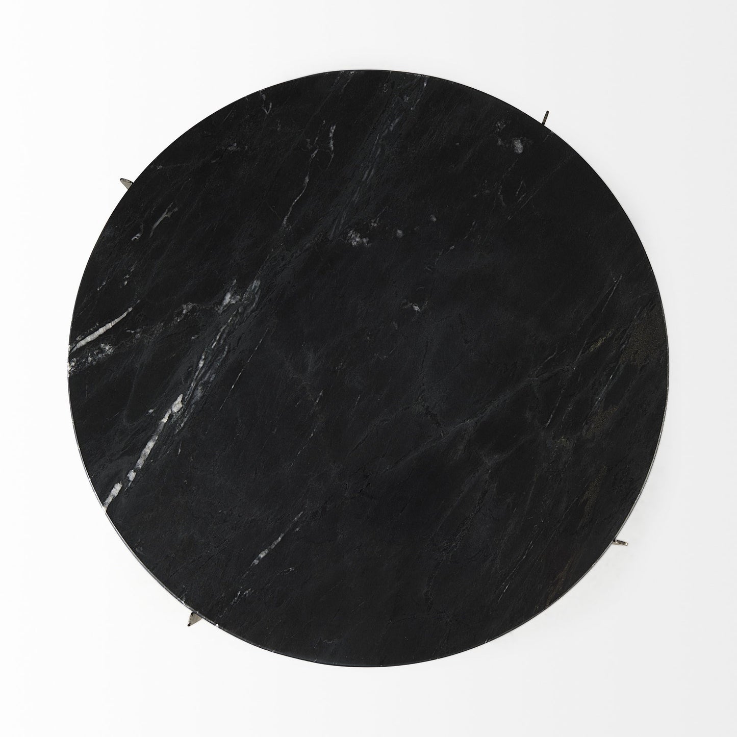 Mod Black Marble Antiqued Nickel Side Table By Homeroots | Side Tables | Modishstore - 7