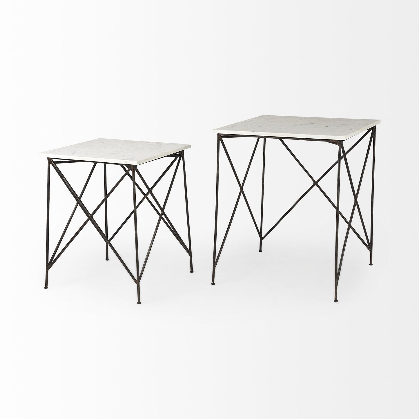 Antiqued Angular Metal and Marble End Table By Homeroots | End Tables | Modishstore - 6