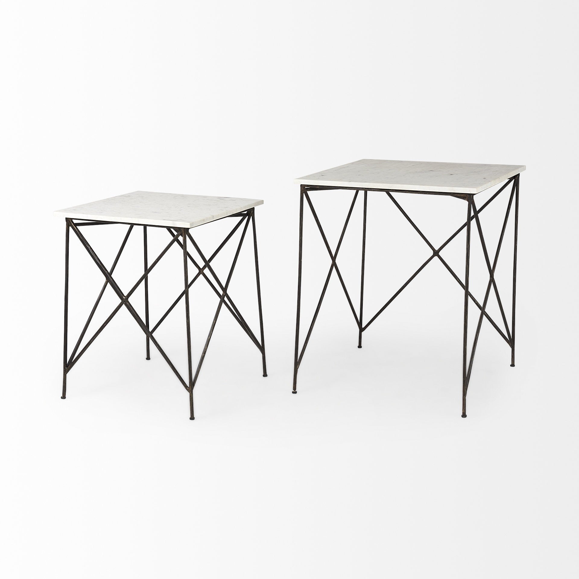 Antiqued Angular Metal and Marble End Table By Homeroots | End Tables | Modishstore - 6