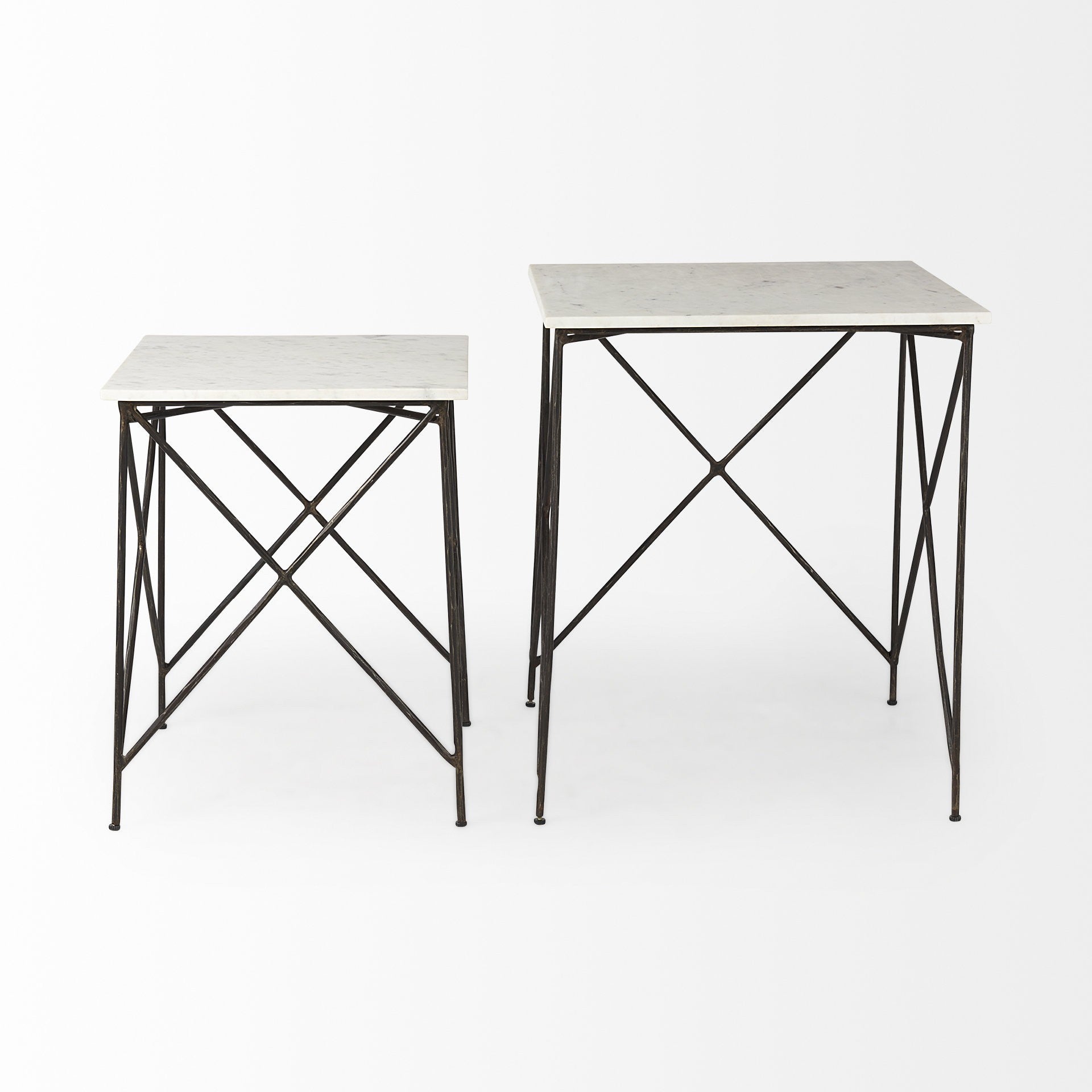 Antiqued Angular Metal and Marble End Table By Homeroots | End Tables | Modishstore - 7