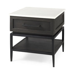 Updated Rustic Dark and Light Marble Top Cabinet By Homeroots