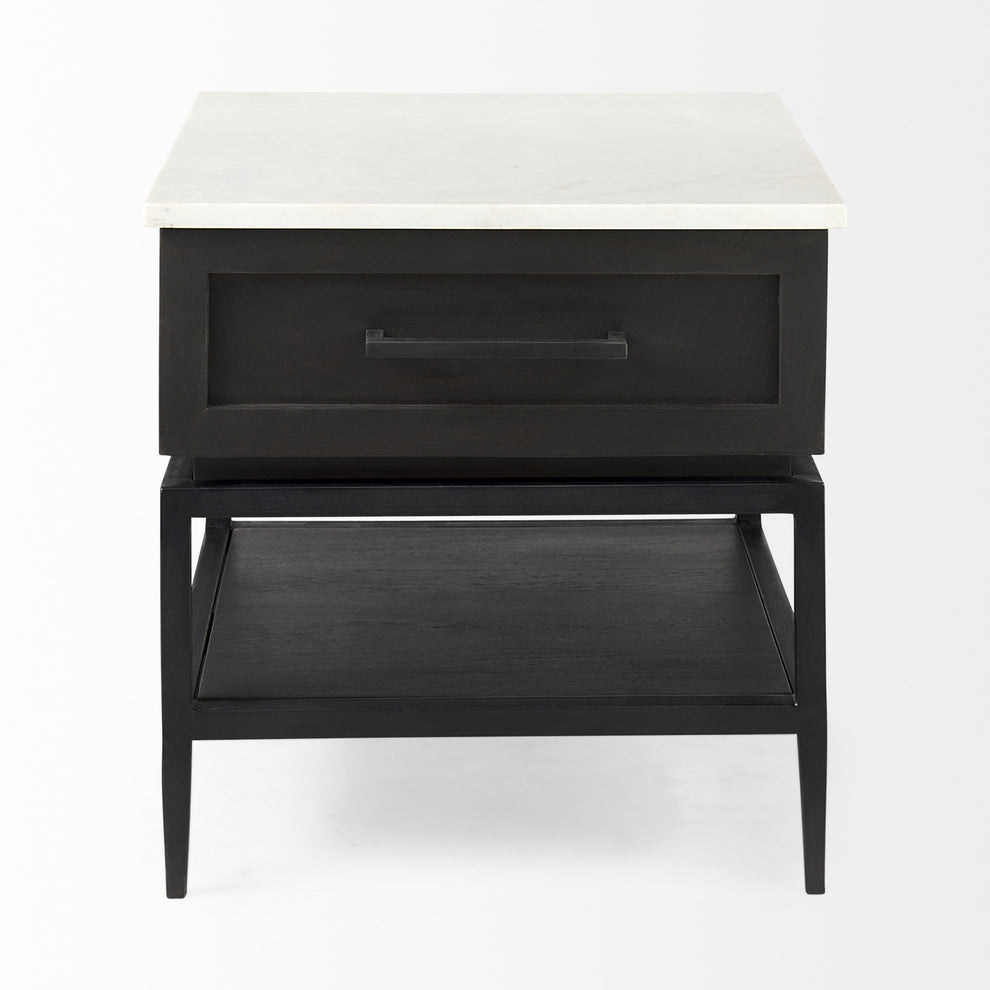 Updated Rustic Dark and Light Marble Top Cabinet By Homeroots | Side Tables | Modishstore - 3
