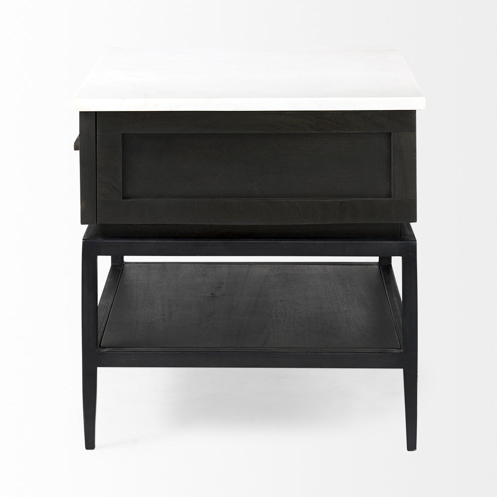 Updated Rustic Dark and Light Marble Top Cabinet By Homeroots | Side Tables | Modishstore - 4
