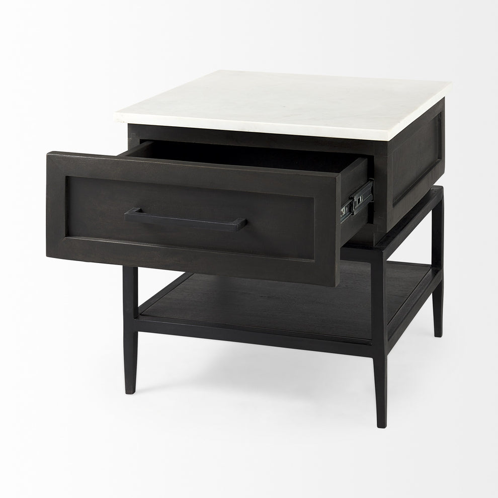 Updated Rustic Dark and Light Marble Top Cabinet By Homeroots | Side Tables | Modishstore - 6